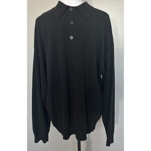 VTG Louis Roth Wool Blend Pullover Long Sleeve Sweater Men’s XL Black Henley